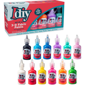 Buy now DIY Fabric Paints, Set of 12 Colors, (1oz bottles) Ultra Bright 3D Fabric Paint, Non-Toxic Water-Based and Permanent - Great Craft, Gift, Project, Summer Camp Activity - Decorate on Any Surface! at indiglob india