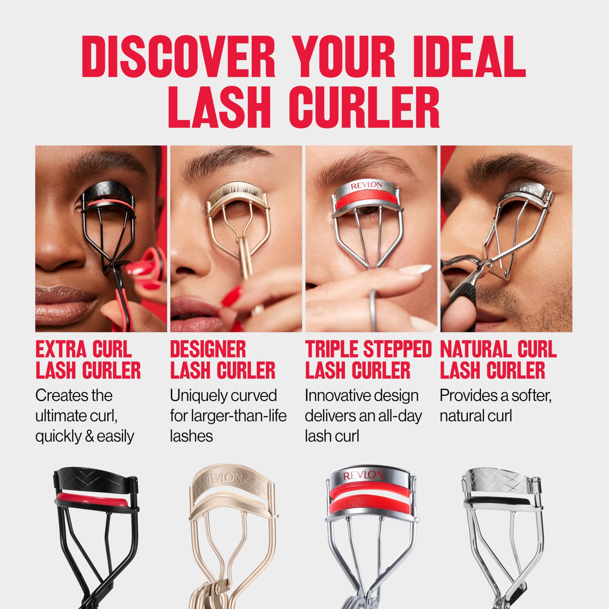 Buy now Revlon Designer Series Lash Curler, Eyelash Lift for an Eye Opening Look, with Finger Grips for a Non Slip Grip, Easy to Use, 1 Count at indiglob india