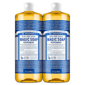 Buy now Dr. Bronner's Pure-Castile Magic Liquid Soap- Made with Regenerative Organic Oils- For Body, Face, Hair, Dishes, Pets, Laundry Natural, Vegan, Non-GMO - Peppermint, 32 oz (2-Pack) at indiglob india