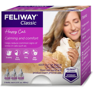Buy now FELIWAY® Classic 3 x 30 Day Cat Calming Refills for Pheromone Diffuser, 3 x 48ml Value Pack - Helps Reduce Common Signs of Stress in Cats & Kittens, Enhanced Calming at indiglob india