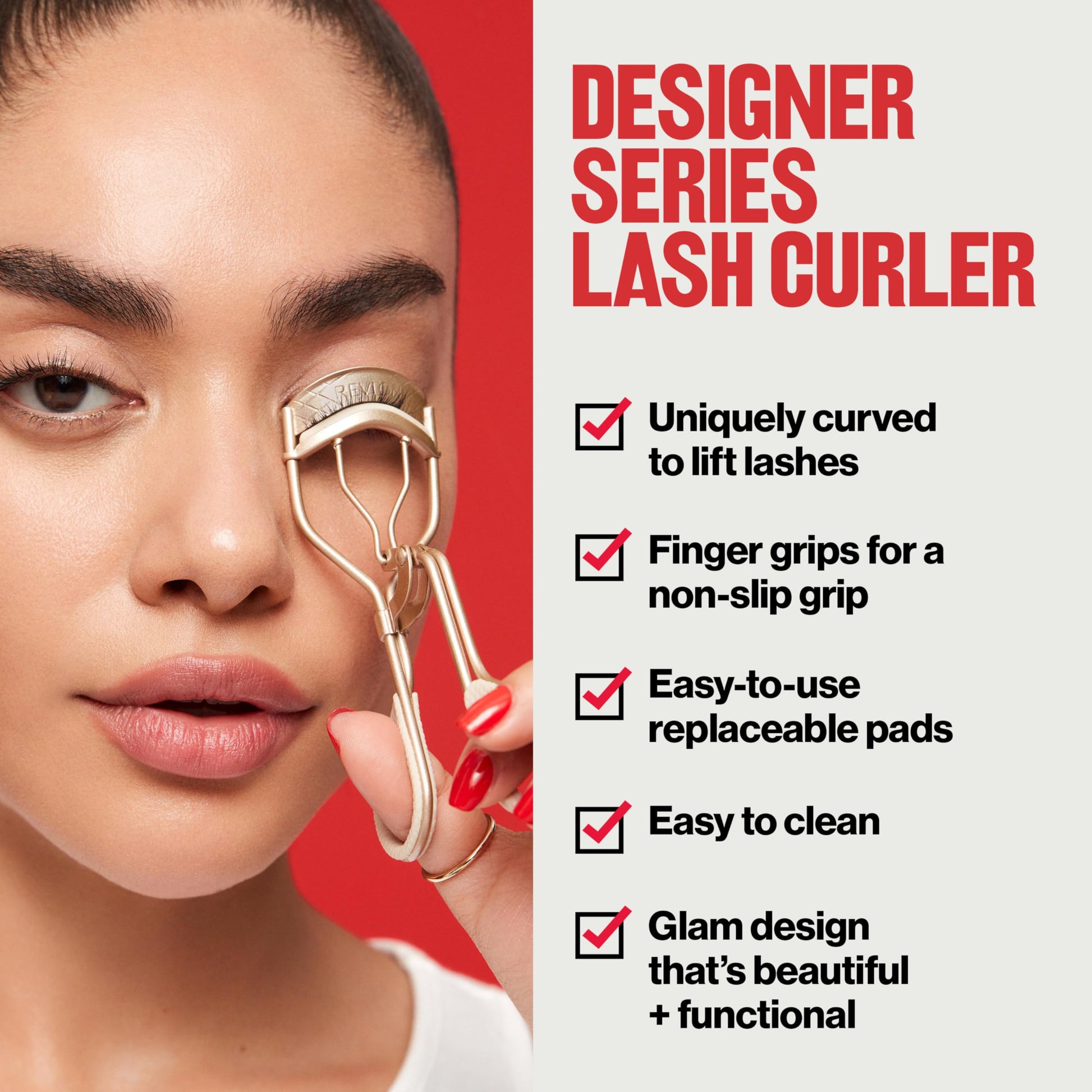 Buy now Revlon Designer Series Lash Curler, Eyelash Lift for an Eye Opening Look, with Finger Grips for a Non Slip Grip, Easy to Use, 1 Count at indiglob india