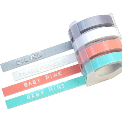 Buy now Motex Refill Tape for Embossing Label Maker, 4 Color Tapes, 3/8-Inch (Baby Pink, Baby Mint, Silver, Transparent) at indiglob india