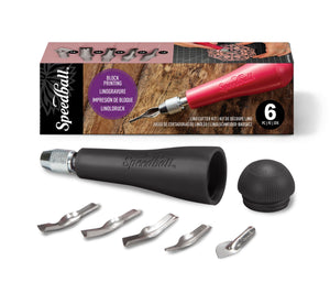 Buy now Speedball Linoleum Cutter Kit Assortment #1 - Linocut Carving Tools for Block Printing, Black, Includes 5 Blades at indiglob india