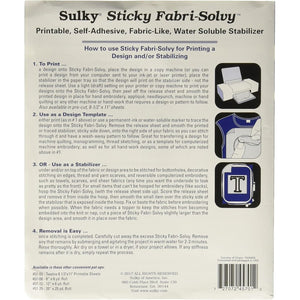 Buy now Sulky Sticky Fabri-Solvy Stabilizer 20"X36" at indiglob india