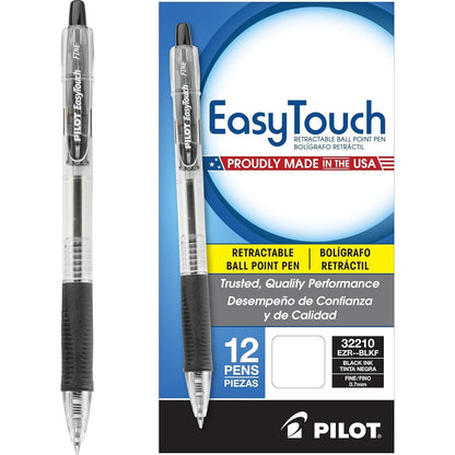 Buy now PILOT EasyTouch Refillable & Retractable Ballpoint Pens, Fine Point, Black Ink, 12-Pack (32210) at indiglob india