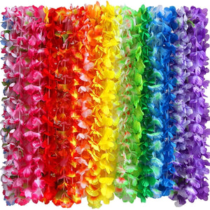 Myamy 36 Counts Hawaiian Leis Necklace Tropical Luau Hawaii Silk Flower Lei Theme Party Favors Wreaths Headbands Holiday Wedding Beach Birthday Decorations (3 Dozens) Stock | Fast India Delivery