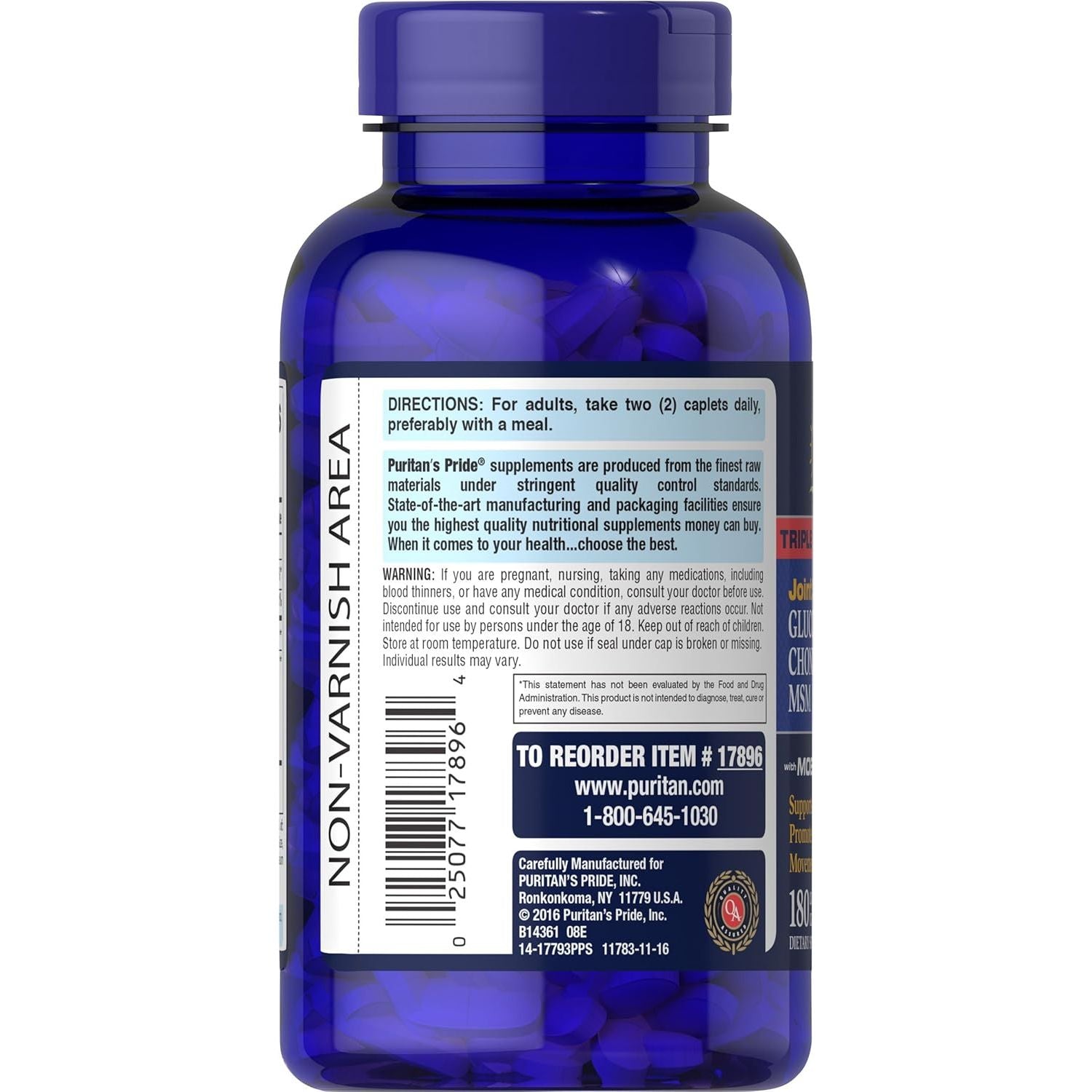 Buy now Puritan's Pride Glucosamine Chondroitin MSM Tablets, 2 Per Day Formula at indiglob india