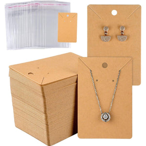 Buy now MIAHART 150 Set Earring Card with 150 Pcs Bags, Earring Card Holder Blank Kraft Paper Tags for DIY Ear Studs Necklace Jewelry Display (Brown) at indiglob india