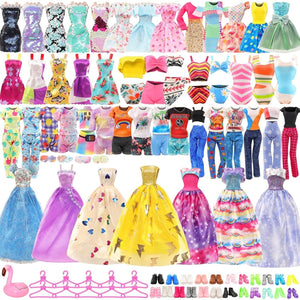 Buy now BARWA 41 Pack Doll Clothes and Accessories 15 Sets Doll Clothes 3 Wedding Long Dresses 3 Fashion Dresses 4 Tops Pants 2 Bikini Swimsuits 1 Pool Floaties 15 Shoes 10 Hangers for 11.5 inch Doll at indiglob india