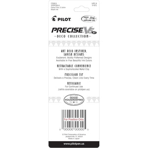 Buy now Pilot, Precise V5 RT Deco Collection Refillable & Retractable Liquid Ink Rolling Ball Pens, Extra Fine Point 0.5 mm, Black, Pack of 2 at indiglob india