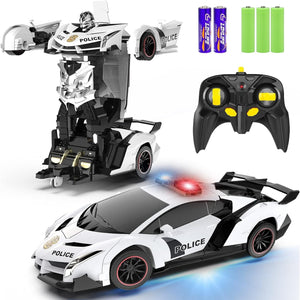 Buy now FDJ Remote Control Car - Transform Toys Car Robot, One Button Deformation to Robot with Flashing Light, 2.4Ghz 1:18 Scale Transforming Police Car Kids Toys with 360 Degree Rotating, Girls Boys Toys at indiglob india