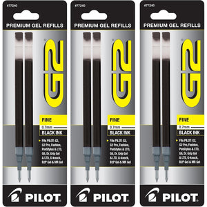 Buy now Pilot, G2 Gel Ink Refills, Fine Point 0.7 mm, Black, Pack of 6 at indiglob india