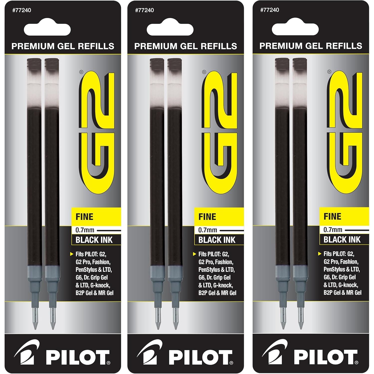 Buy now Pilot, G2 Gel Ink Refills, Fine Point 0.7 mm, Black, Pack of 6 Fine Point Black at indiglob india