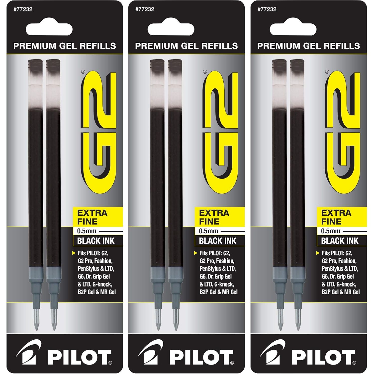 Buy now Pilot, G2 Gel Ink Refills, Fine Point 0.7 mm, Black, Pack of 6 Extra Fine Point Black at indiglob india