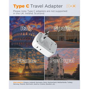 Buy now European Travel Plug Adapter USB C, TESSAN International Plug Adapter with 4 AC Outlets 3 USB Charging Ports, Type C Europe Power Adaptor for US to EU France Germany Iceland Spain Italy at indiglob india