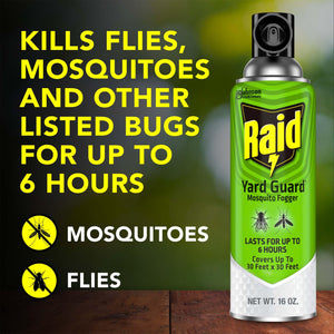 Buy now Raid Outdoor Yard Guard Mosquito Fogger, Area Insect Repellent, Kills On Contact, Control Mosquitoes up to 6 Hours, Covers up to 30 sq ft, Fast-Acting Yard and Garden Treatment, 16 oz at indiglob india