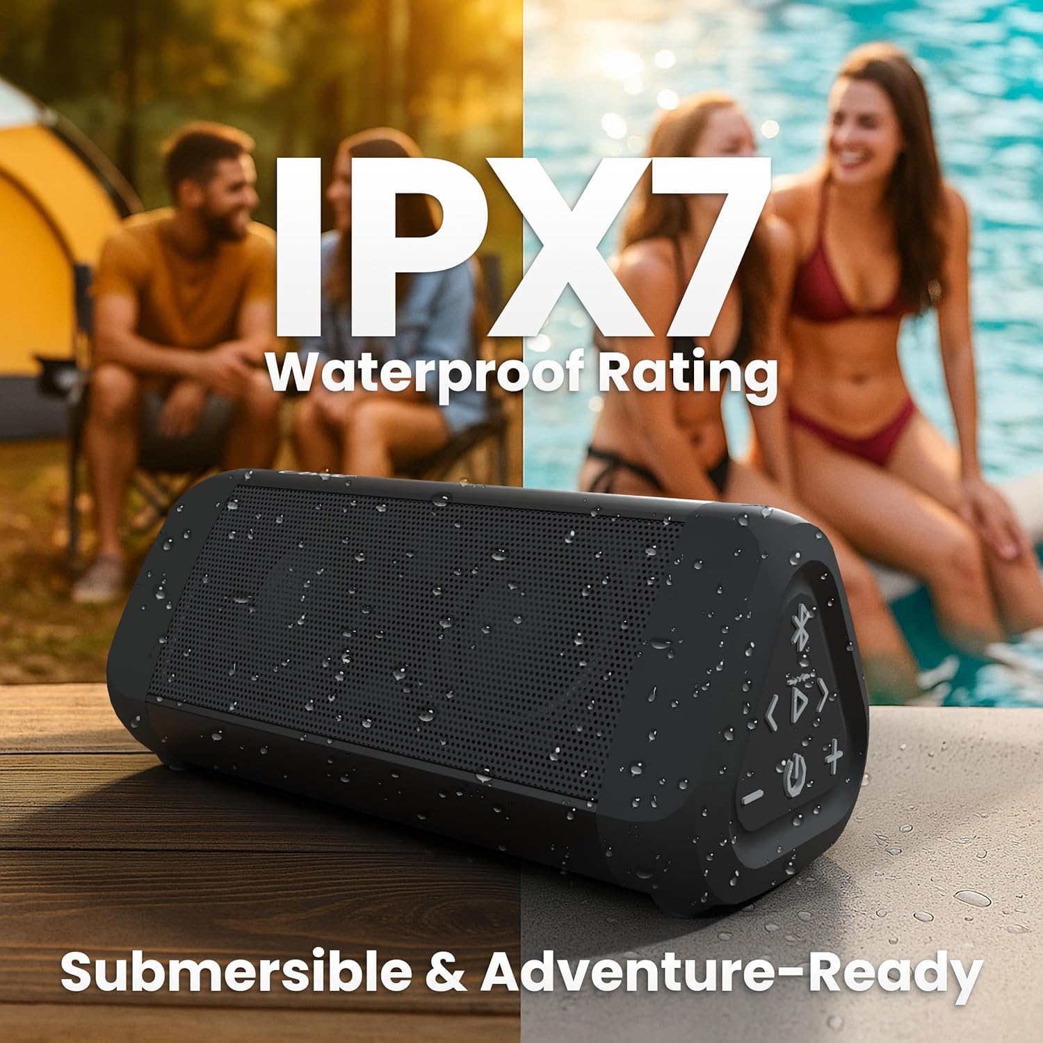 Buy now OontZ Ultra Bluetooth Speaker 5.4 | IPX7 Waterproof, 14W Enhanced Sound, 20-Hr Battery, 100ft Range, Deep Bass & Clear Audio, Durable Speaker for Pool, Beach, and Shower (Black) at indiglob india