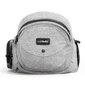 Tushbaby Original Hip Seat Baby Carrier for Babies & Toddlers up to 45 lbs, Safety Certified, Lightweight No-Foam Design with Storage & Nursing Support, Grey