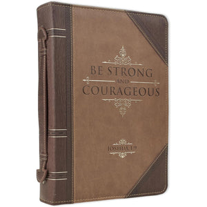 Buy now Christian Art Gifts Men's Classic Bible Cover Be Strong and Courageous Joshua 1:9, Brown Faux Leather, Large at indiglob india