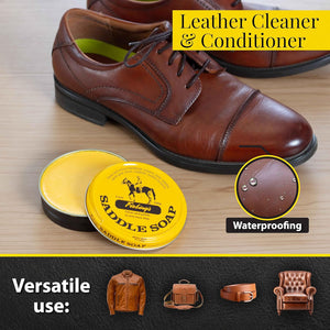 Buy now Fiebing's Yellow Saddle Soap for Leather (3.5 oz Tin) - Cleaner & Conditioner to Soften, Protect & Restore Leathercraft, Car Seat, Couch, Shoe, Purse, Boot, Bag & Saddles at indiglob india