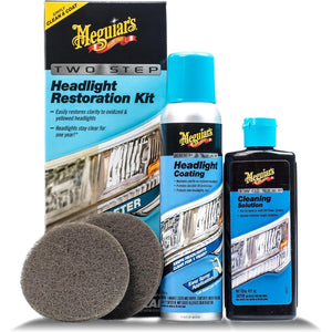 Buy now Meguiar's Two Step Headlight Restoration Kit, Headlight Cleaner Restores Clear Car Plastic and Protects from Re-Oxidation, Includes Headlight Coating and Cleaning Solution - 4 Count (1 Pack) at indiglob india