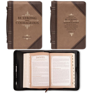 Buy now Christian Art Gifts Men's Classic Bible Cover Be Strong and Courageous Joshua 1:9, Brown Faux Leather, Large at indiglob india