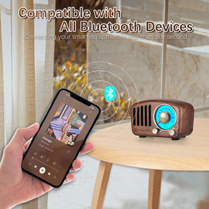 Buy now Vintage Greadio Walnut Wood Bluetooth Speaker Radio - Retro Style, Bass Enhancement, Loud Volume, Bluetooth 5.0, MP3 & FM Radio at indiglob india