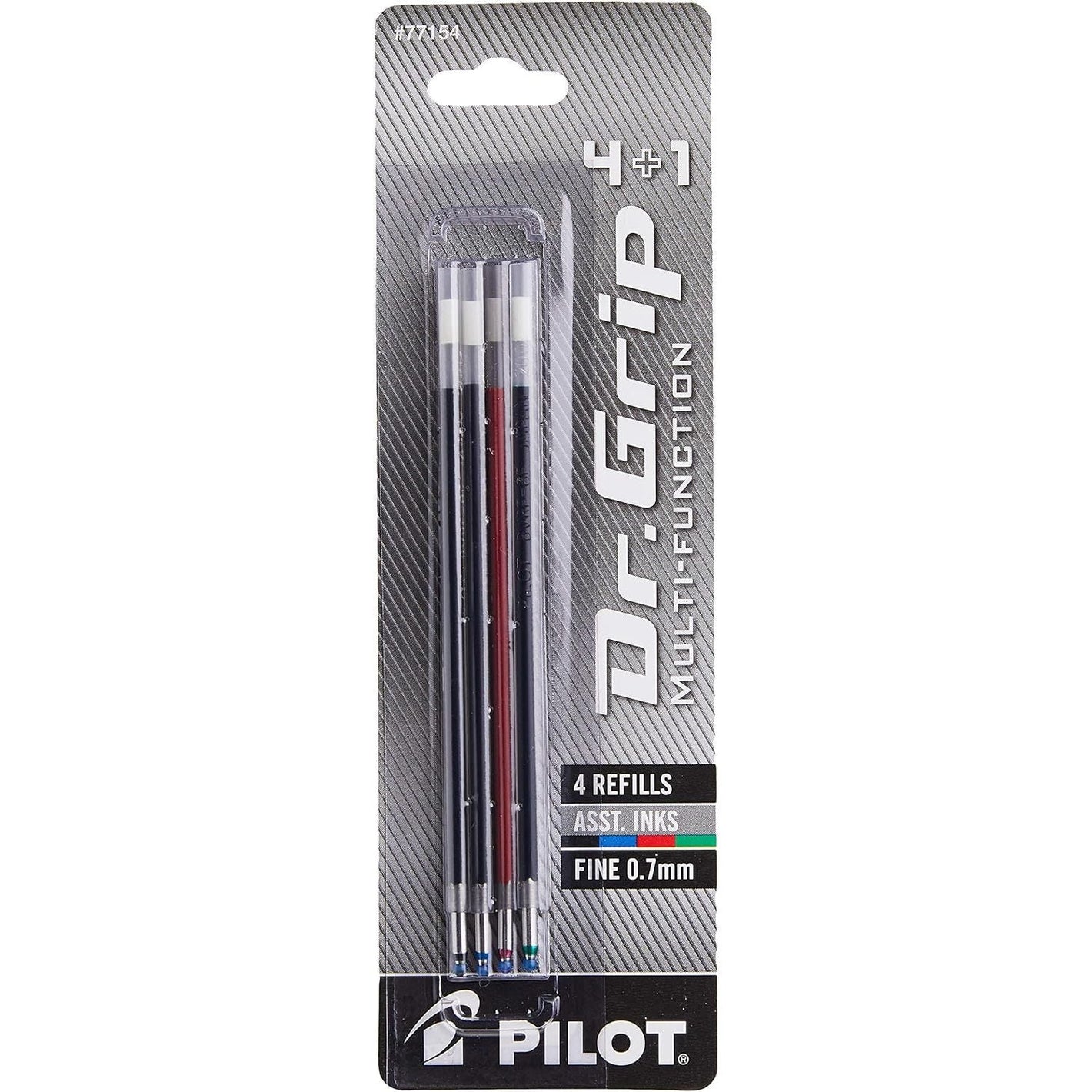Buy now PILOT Dr. Grip 4+1 Multi-Function Ballpoint Ink Refills, Fine Point, Black/Red/Blue/Green Inks, 4-Pack (77154) at indiglob india
