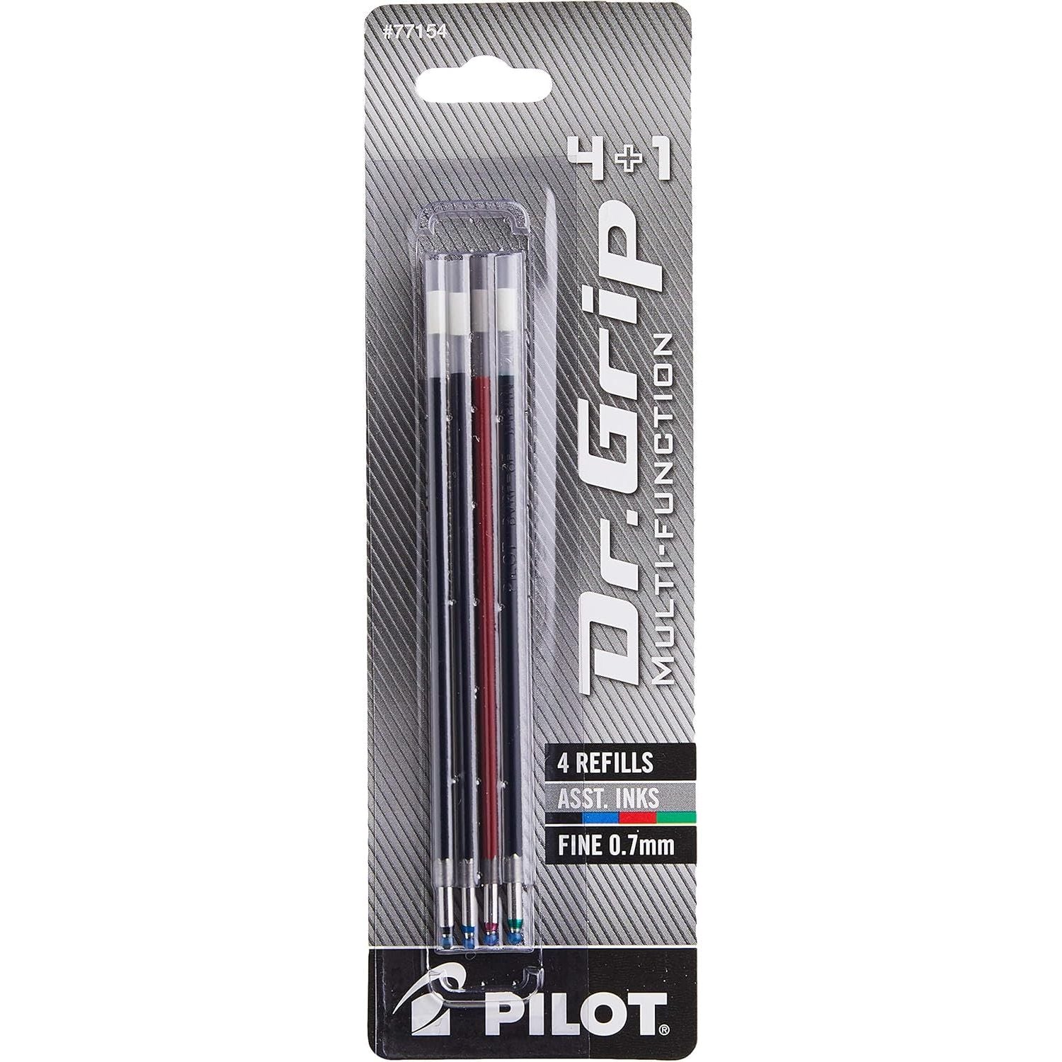 Buy now PILOT Dr. Grip 4+1 Multi-Function Ballpoint Ink Refills, Fine Point, Black/Red/Blue/Green Inks, 4-Pack (77154) Ink Refills at indiglob india