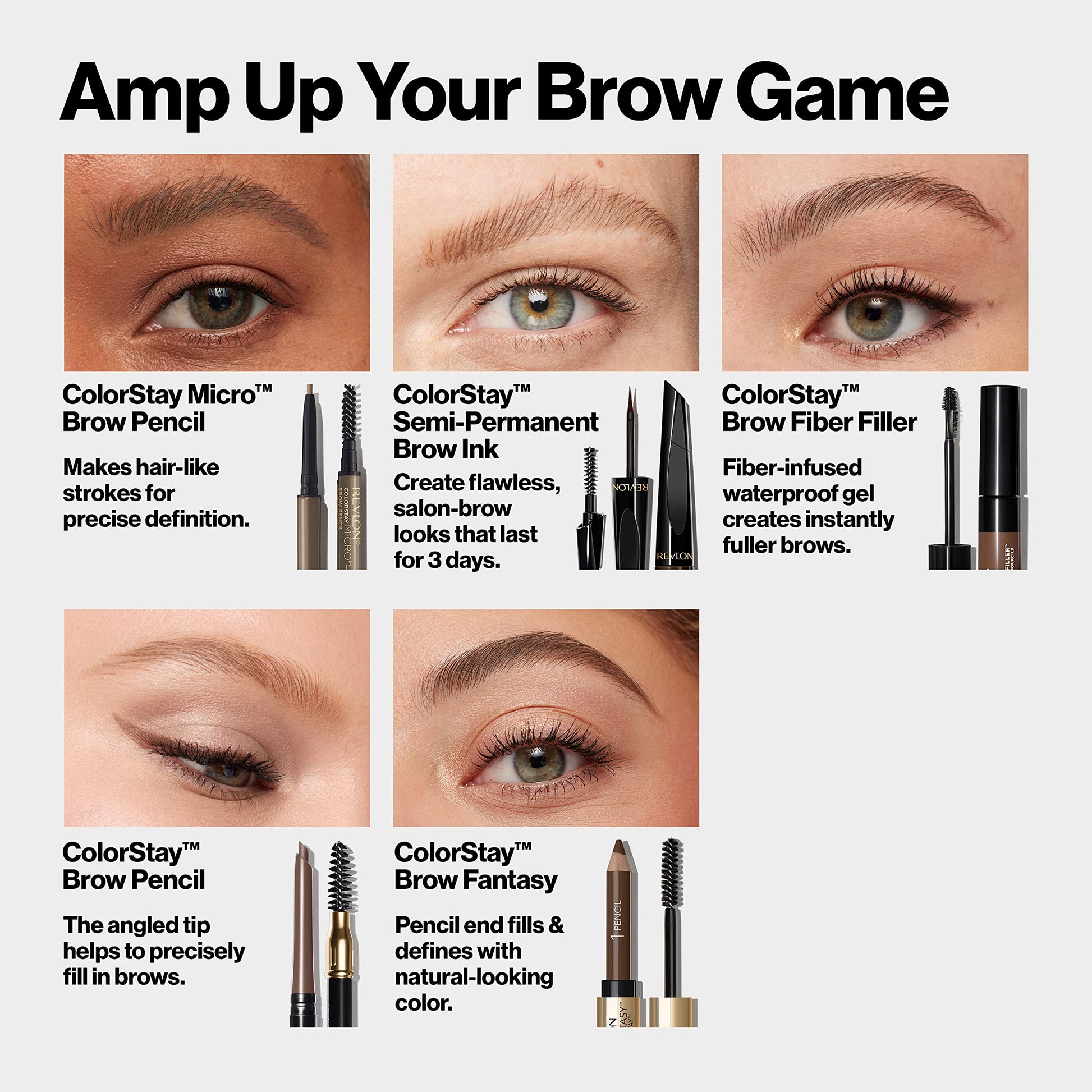 Buy now Revlon ColorStay Micro Eyebrow Pencil with Built In Spoolie Brush, Infused with Argan and Marula Oil, Waterproof, Smudgeproof, 454 Medium Brown, 0.003 oz at indiglob india